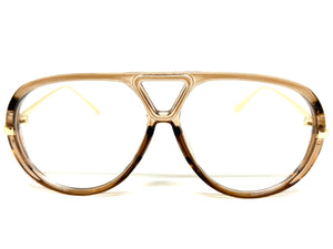 Oversized Classic Vintage Retro Hip Hop Style Clear Lens EYEGLASSES Large Beige & Gold Frame 26008