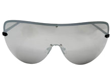 Oversized Exaggerated Modern Retro Shield Style SUNGLASSES X-Large Black Frame - Silver Lens 4603