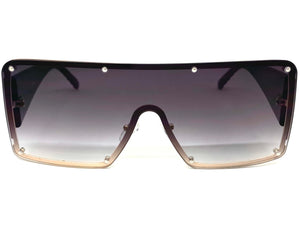 Oversized Contemporary Modern Retro Shield Style SUNGLASSES Large Gray Flat Lens 10861