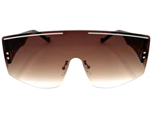 Oversized Futuristic Modern Retro Shield Style SUNGLASSES Large Flat Brown Lens 10858