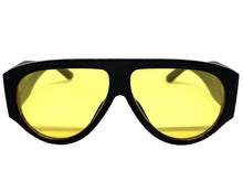 Oversized Classic Vintage Retro Style SUNGLASSES Large Super Thick Black Frame Yellow Lens 15013