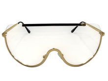 Oversized Modern Retro Shield Style Party Raver SUNGLASSES Large Gold Frame AB303