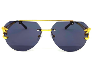 Men's Classy Elegant Luxury Modern Retro Style SUNGLASSES Large Gold Frame 27667