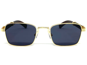 Classy Elegant Sophisticated Luxury Style SUNGLASSES Gold & Wooden Frame 27677