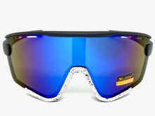 Oversized Retro Sporty Wrap Around Style SUNGLASSES Large Black & White Frame 3694