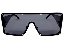 Oversized Contemporary Modern Retro Shield Style SUNGLASSES Large Flat Dark Lens 96312