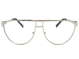 Classic Vintage Retro Style Clear Lens EYEGLASSES Chrome Frame 163889