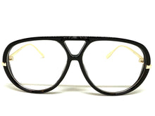 Oversized Classic Vintage Retro Hip Hop Style Clear Lens EYEGLASSES Large Black & Gold Frame 26008