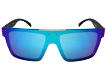 Classic Biker Motorcycle Riding Fishing Wrap Shield Style POLARIZED SUNGLASSES Black Frame - Blue Lens X0023