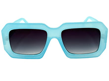 Classic Vintage Retro Style SUNGLASSES Thick Square Blue Frame - Dark Blue Lens 75005
