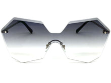 Sleek Modern Retro Shield Style SUNGLASSES Silver Rimless Frame 7756