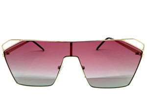 Oversized Sleek Modern Retro Shield Style SUNGLASSES Large Rose Gold Frame 4577