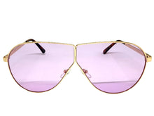 Oversized Modern Retro Shield Style SUNGLASSES Large Rose Gold Frame - Purple Lens 4617