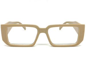 Classy Modern Contemporary Style Clear Lens EYEGLASSES Thick Khaki Frame 81254