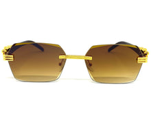 Classy Elegant Sophisticated Luxury Style SUNGLASSES Gold & Wooden Frame E0958