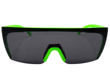Classic Hardcore Biker Gangster Wrap Shield Style POLARIZED SUNGLASSES Neon Green Frame - Dark Lens X0018