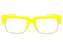 Classy Contemporary Modern Retro Clear Lens EYEGLASSES Neon Yellow & Gold Frame 8259