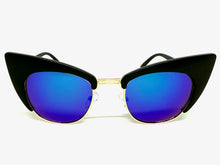 Classic Vintage Retro Cat Eye Style SUNGLASSES Funky Black & Gold Frame 1751