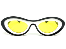 Contemporary Modern Retro Raver Party SUNGLASSES Funky White & Black Frame 2123