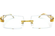 Classy Elegant Luxury Modern Designer Style Clear Lens EYEGLASSES Gold Rimless Frame 5302