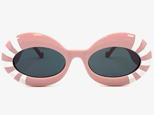 Exaggerated Vintage Retro Style SUNGLASSES Thick Oval Pink Frame 80591