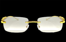 Classy Elegant Sophisticated Luxury Style Clear with Slight Tint Lens SUNGLASSES Rimless Gold Frame E0661A