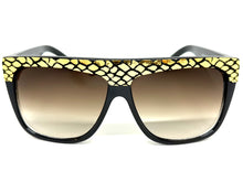 Oversized Classic Vintage Retro Style SUNGLASSES Large Black Snakeskin Frame 1201
