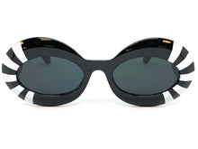 Exaggerated Vintage Retro Style SUNGLASSES Thick Oval Black Frame 80591