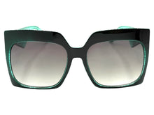 Oversized Exaggerated Vintage Retro Style SUNGLASSES X-Large Square Teal Green Frame 49308
