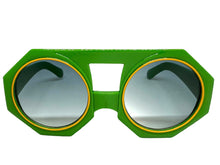 Oversized Exaggerated Vintage Retro Style SUNGLASSES Large Geometric Green Frame 1335