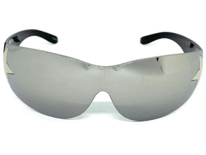 Classy Elegant Contemorary Modern Shield Wrap Style SUNGLASSES Black Frame 80473