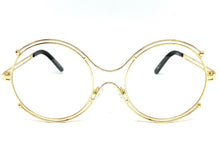 Oversized Exaggerated Retro Style Clear Lens EYEGLASSES Large Round Gold Frame 6458