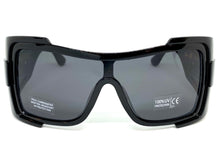 Oversized Modern Retro Wrap Shield Style SUNGLASSES Huge Super Thick Black Frame 1044