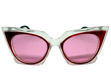 Classic Vintage Retro Cat Eye Style SUNGLASSES Funky Clear & Red Frame 1720