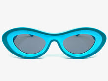 Contemporary Modern Retro Raver Party SUNGLASSES Funky Turquoise & Blue Frame 2123