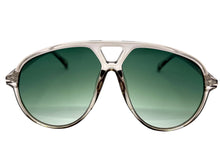 Oversized Vintage Retro Style SUNGLASSES Large Gray Frame - Green Lens 81022