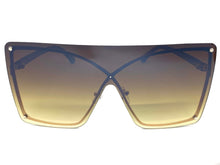 Oversized Exaggerated Modern Retro Shield Style SUNGLASSES Large Flat Brown Lens E0443
