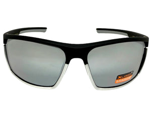 Sporty Wrap Around Cycling Fishing Biker SUNGLASSES Sleek Black & Silver Frame - Mirror Lens 2723