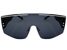 Oversized Futuristic Modern Retro Shield Style SUNGLASSES Large Flat Dark Lens 10858