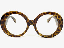 Oversized Classic Vintage Retro Style Large Round Leopard Lensless Eye Glasses- Frame Only NO Lens 6753