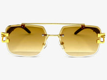 Men's Classy Elegant Luxury Retro Hip Hop Style SUNGLASSES Gold & Faux Wood Frame 5256