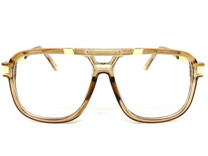 Classic Vintage Retro Hip Hop Rapper Style Clear Lens EYEGLASSES Nude & Gold Frame 8529