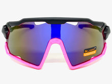 Oversized Retro Sporty Wrap Around Style SUNGLASSES Large Black & Pink Frame 3693