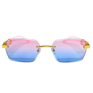 Men's Classy Elegant Luxury Retro Hip Hop Style SUNGLASSES Gold Rimless Frame 7522