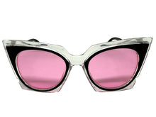Classic Vintage Retro Cat Eye Style SUNGLASSES Funky Clear & Black Frame 1720