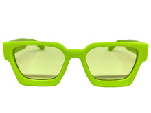 Classic Vintage Retro Style SUNGLASSES Thick Neon Green Frame - Light Green Lens 1402