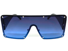 Oversized Contemporary Modern Retro Shield Style SUNGLASSES Large Flat Blue Lens 96312