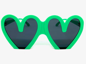 Oversized Exaggerated Retro Style SUNGLASSES Heart Shape Green Frame 68159