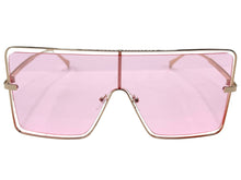 Oversized Futuristic Modern Retro Shield Style SUNGLASSES Large Gold Frame 96177