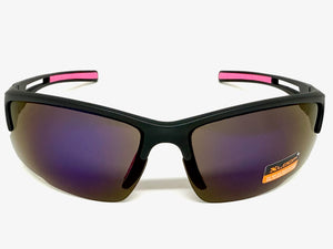 Sporty Wrap Around Cycling Fishing Biker SUNGLASSES Sleek Black Frame - Purple Lens 2754
